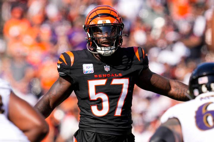 Cincinnati Bengals linebacker Germaine Pratt (57) plays during an NFL football game against the ...
