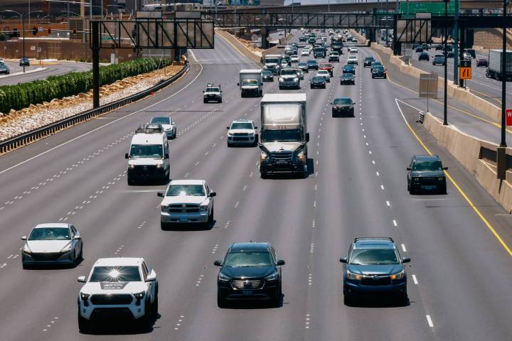 Motorists navigate on the repaved northbound 1-15 between Tropicana Avenue and Flamingo Road ex ...