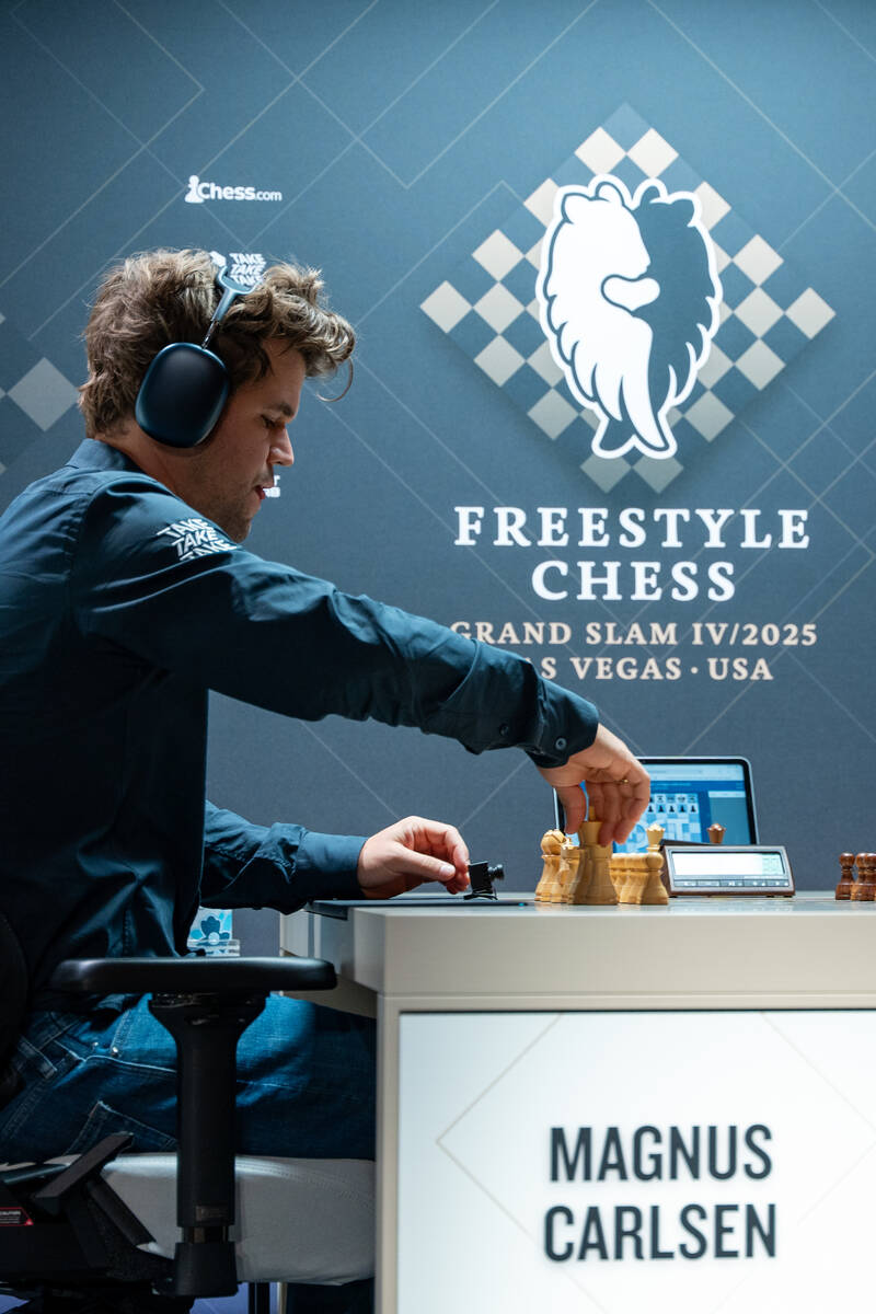 Magnus Carlsen, former World Chess Champion from 2013 to 2023, competes against Javokhir Sindar ...
