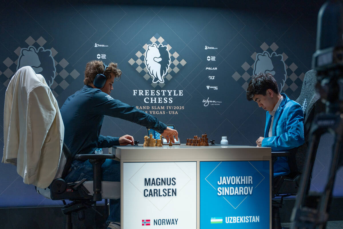 Magnus Carlsen, former World Chess Champion from 2013 to 2023, competes against Javokhir Sindar ...