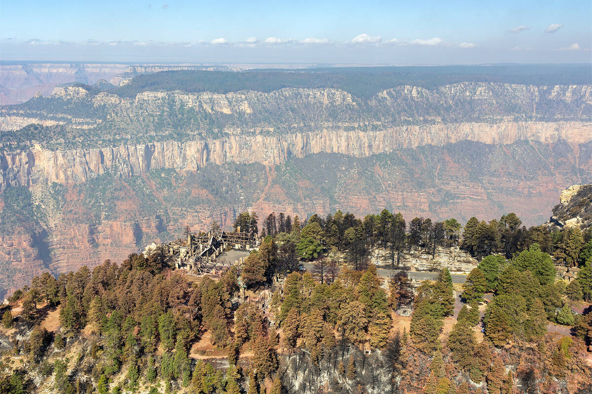 A photo, taken on July 18, 2025, of the destruction from the Dragon Bravo Fire on the North Rim ...