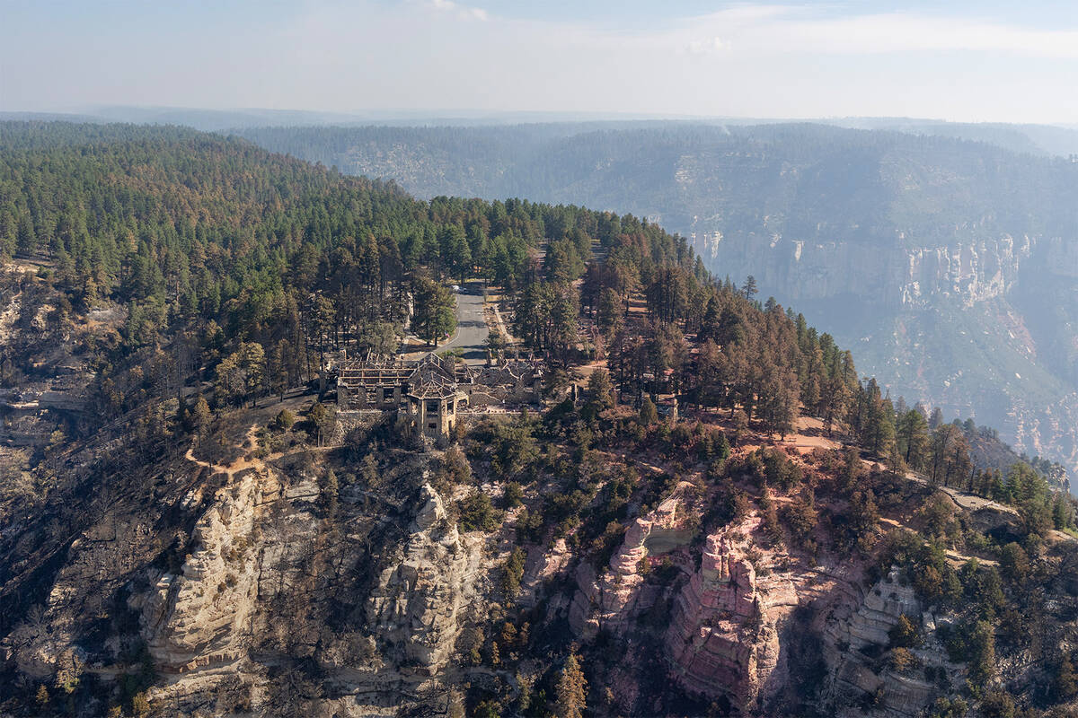 A photo, taken on July 18, 2025, of the destruction from the Dragon Bravo Fire on the North Rim ...