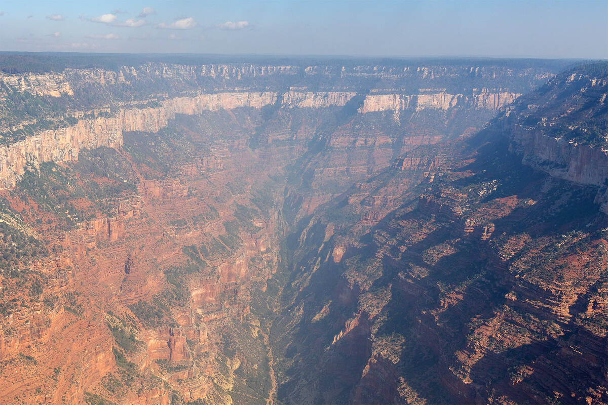 A photo, taken on July 18, 2025, of the destruction from the Dragon Bravo Fire on the North Rim ...