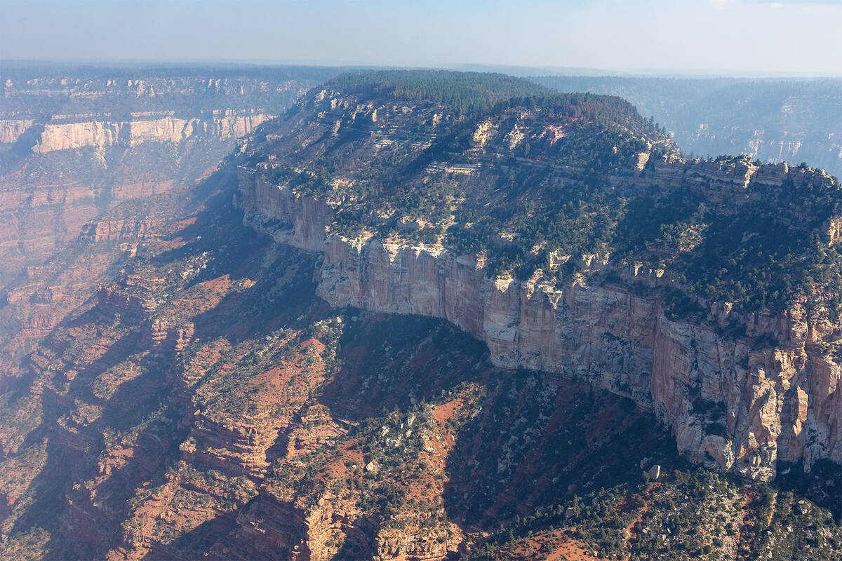 A photo, taken on July 18, 2025, of the destruction from the Dragon Bravo Fire on the North Rim ...