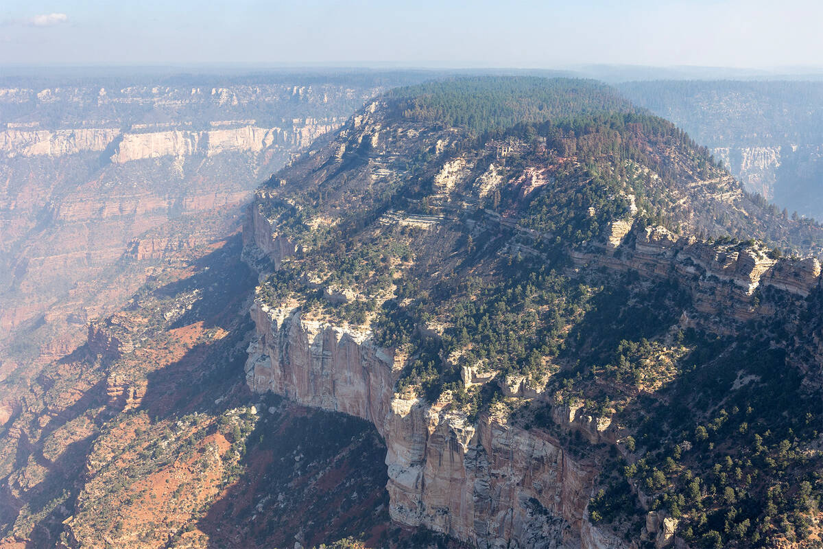 A photo, taken on July 18, 2025, of the destruction from the Dragon Bravo Fire on the North Rim ...