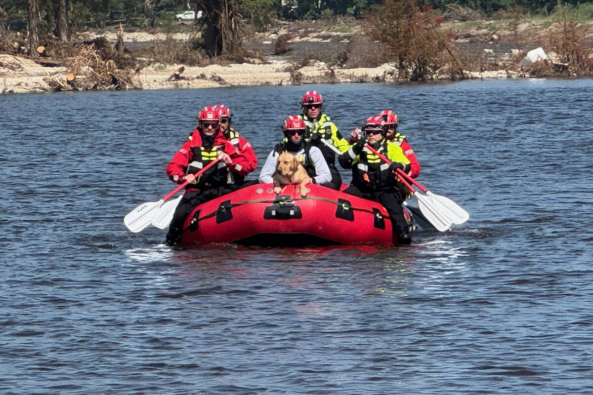 In this undated photo, members of Nevada Task Force-1 conduct a search on the Guadalupe River i ...