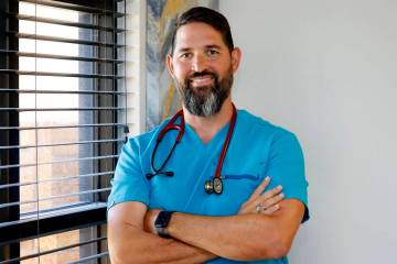 Dr. Jonathan Maxham, who is running for Clark County Commission, poses for a photo at Sunrise H ...