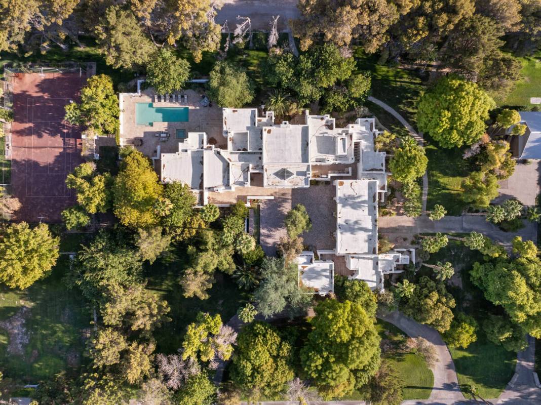 This aerial photo shows an equestrian facility at 7330 N. Rainbow Blvd. in Las Vegas. (Rooted E ...