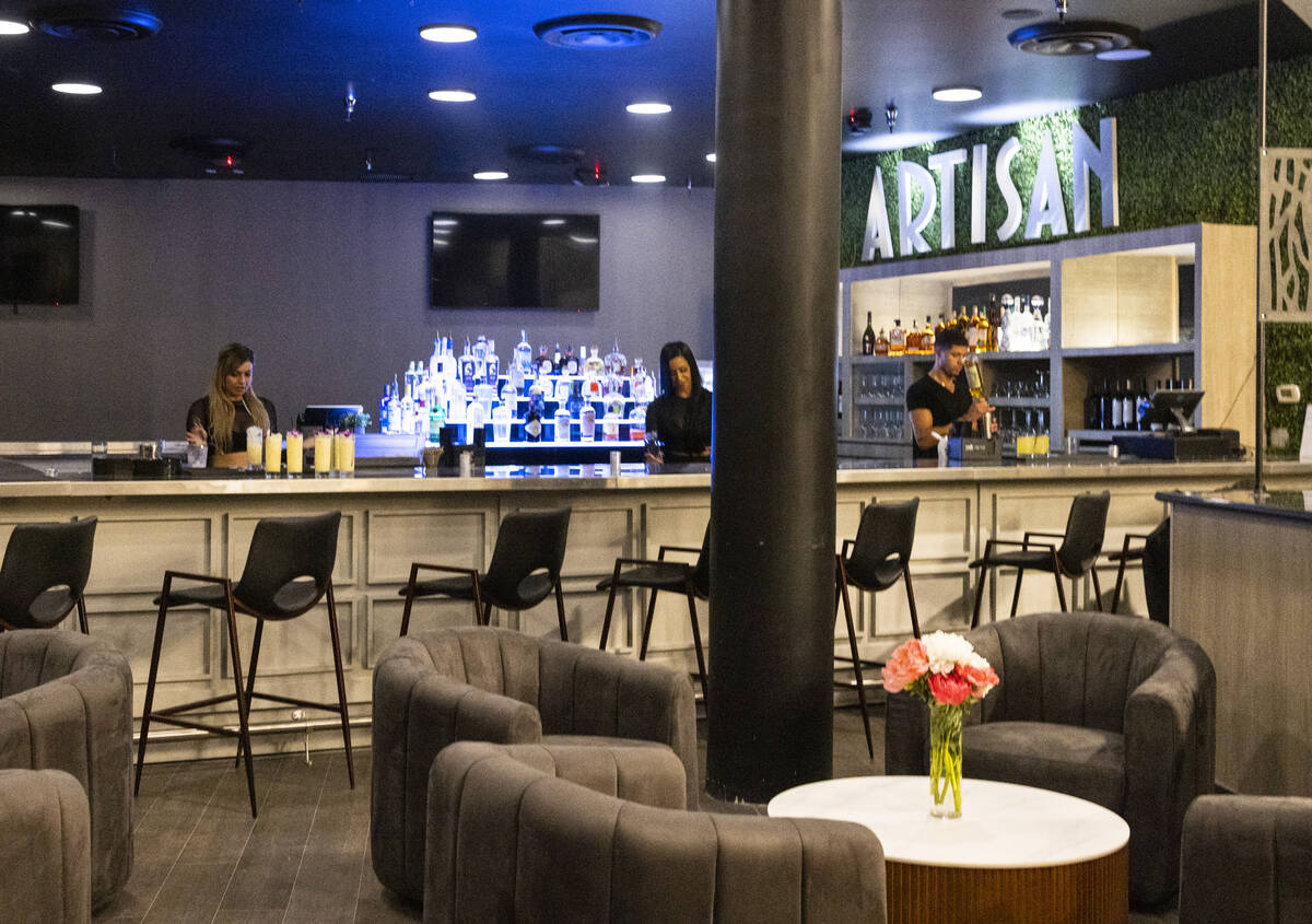 A bar at the Lexi Las Vegas is seen on Wednesday, May 31, 2023. (Bizuayehu Tesfaye Las Vegas Re ...