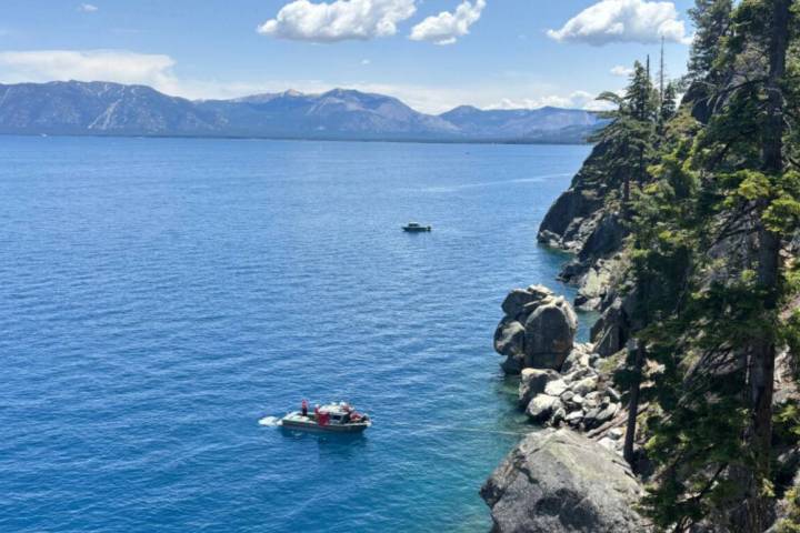 Authorities conduct searches along the shore at D.L. Bliss State Park after a weekend incident ...