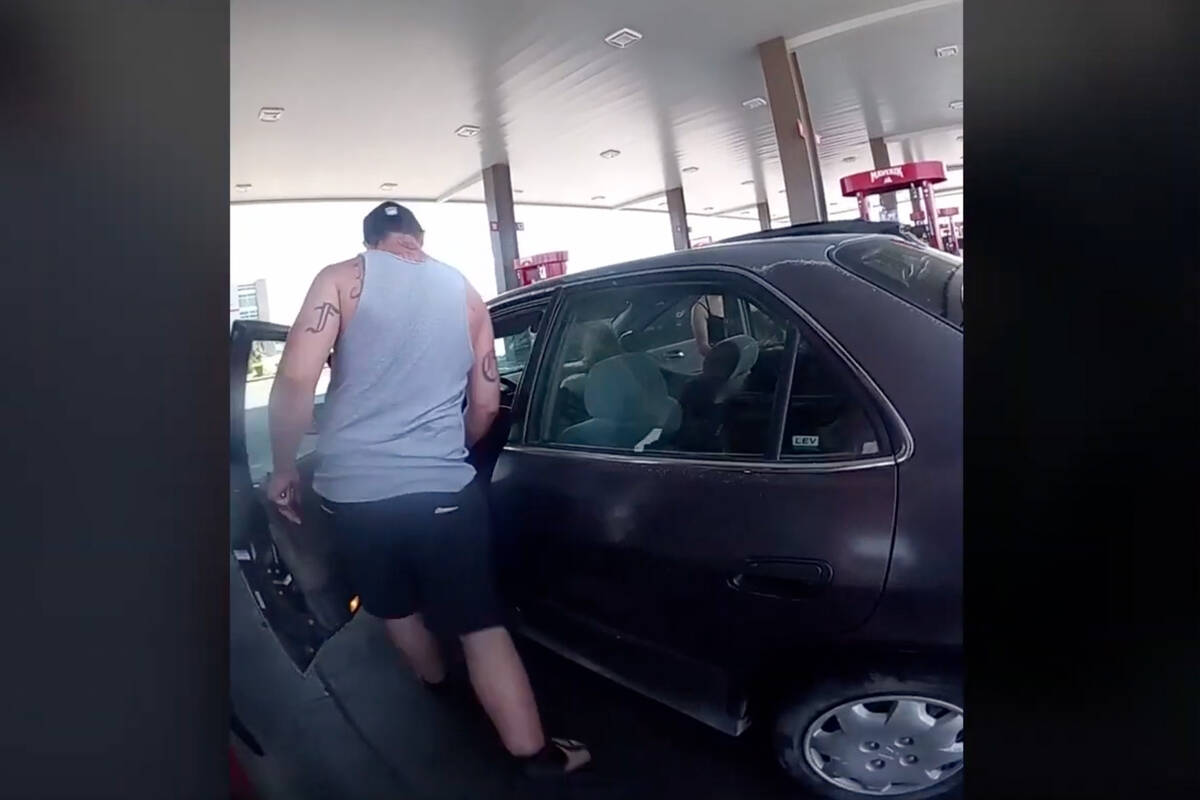 Image from North Las Vegas bodycam footage of an incident that occurred on July 20, 2025. (Nort ...