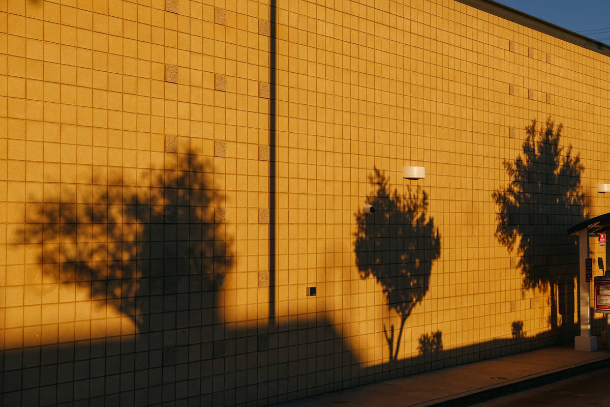 Shadows of trees are cast upon the side of Terrible’s car wash on Wednesday, July 23, 20 ...