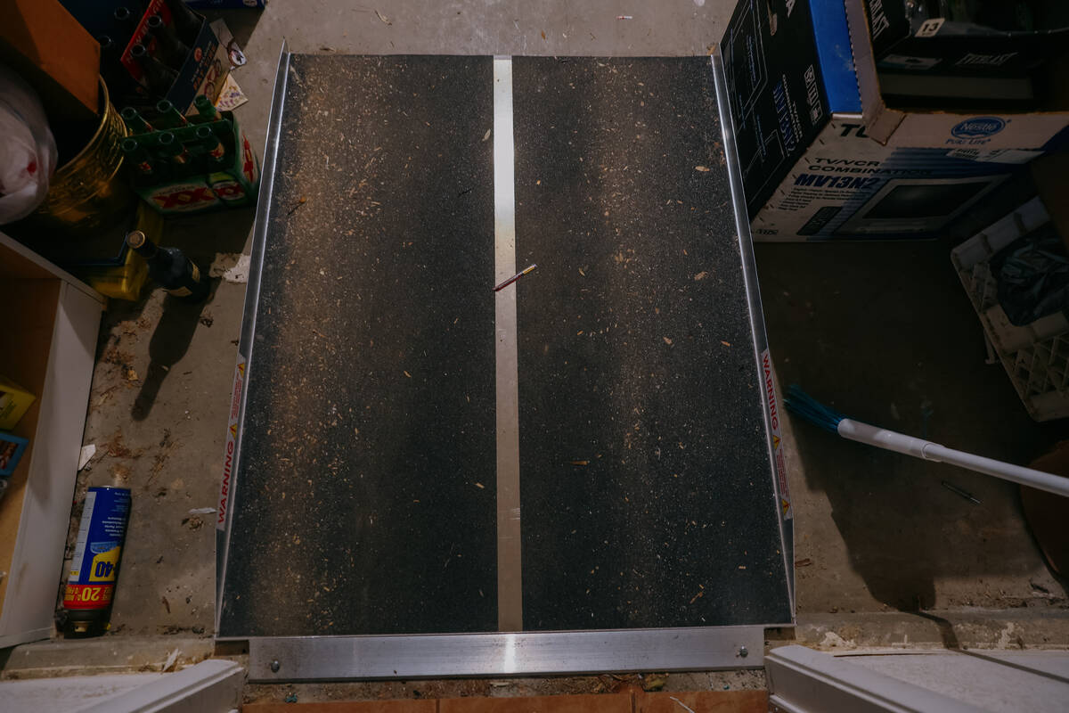 A ramp leads to Michael Chapman’s garage at his home on Thursday, July 24, 2025 in Las Vegas. ...