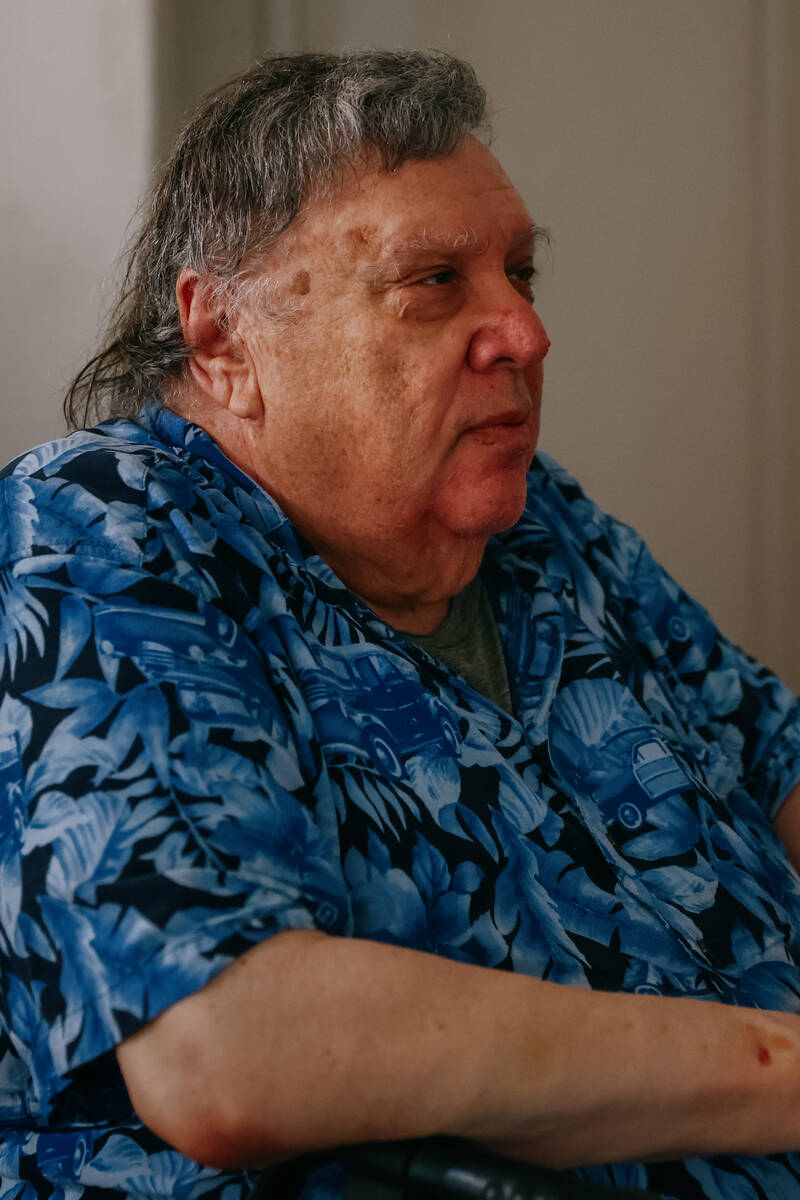 Michael Chapman sits in his walker in his home on Thursday, July 24, 2025 in Las Vegas. (Liv Pa ...