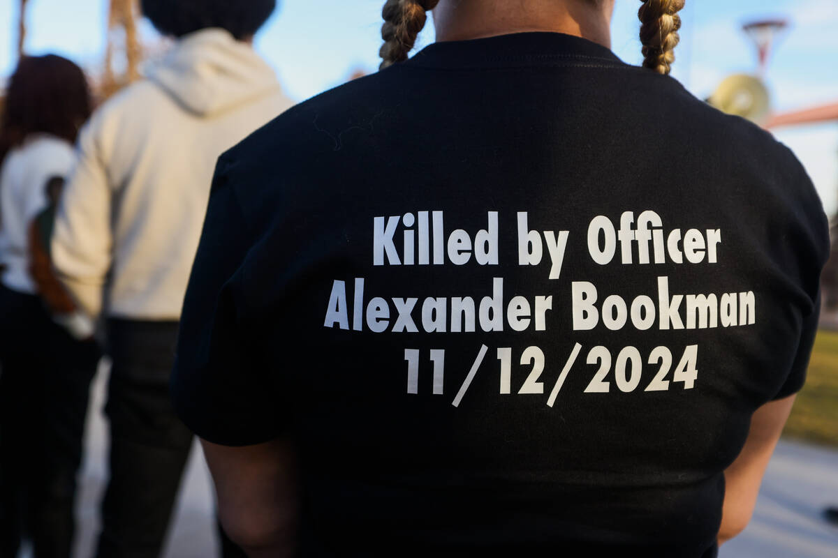 A shirt made for Brandon Durham, who was shot and killed in his home by a Las Vegas police offi ...