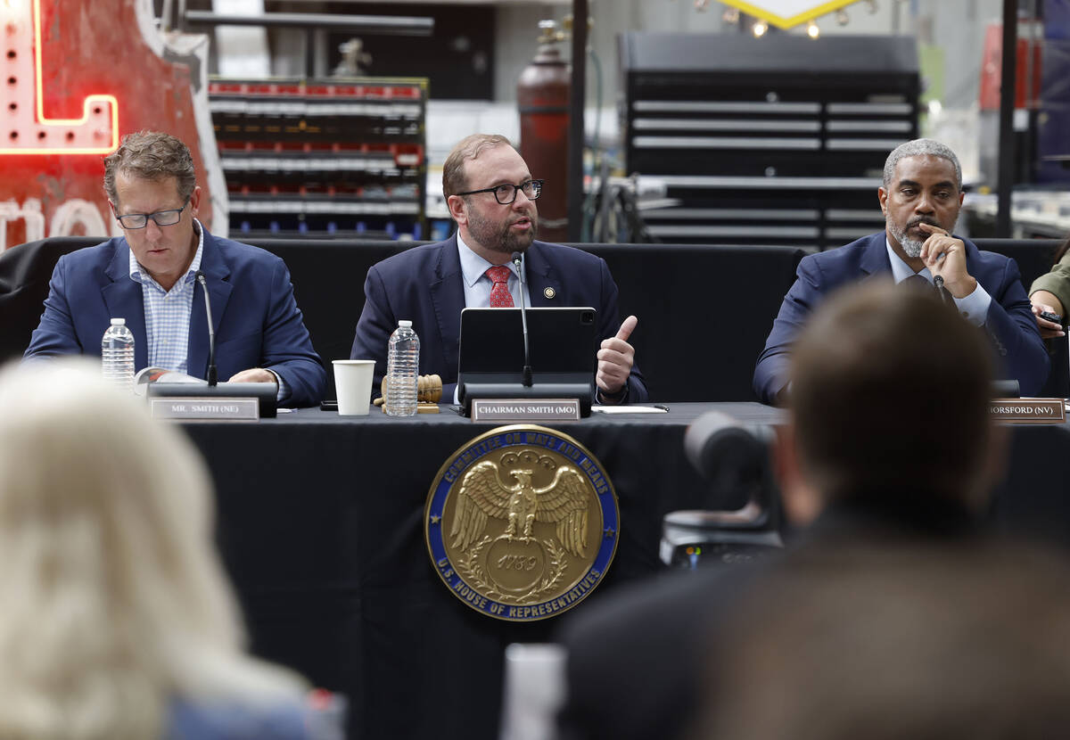 Rep. Adrian Smith, left, R-Neb., and Rep. Steven Horsford, D-Nev., listen as Ways and Means Com ...