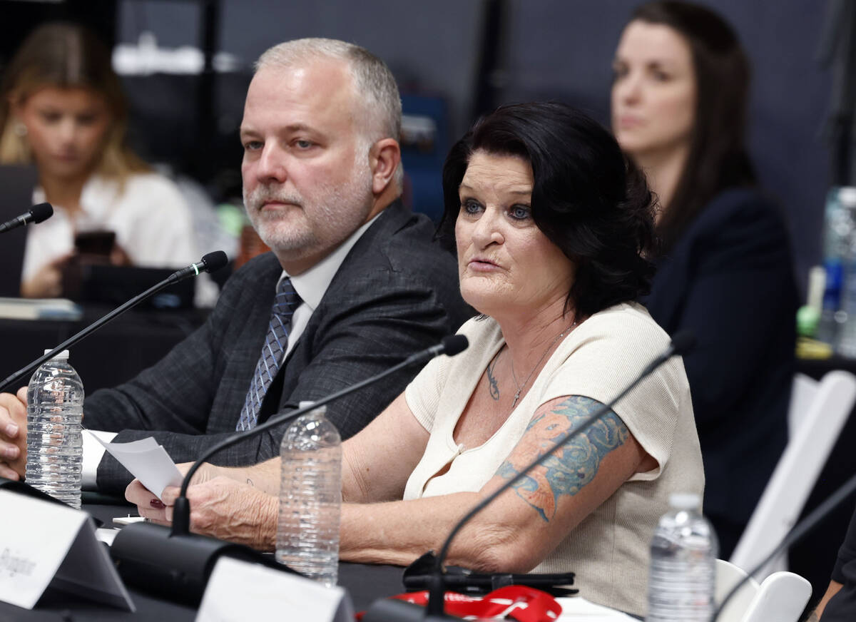 Sharon Simmons, a DoorDash driver, right, testifies supporting President Donald Trump's Big Bea ...