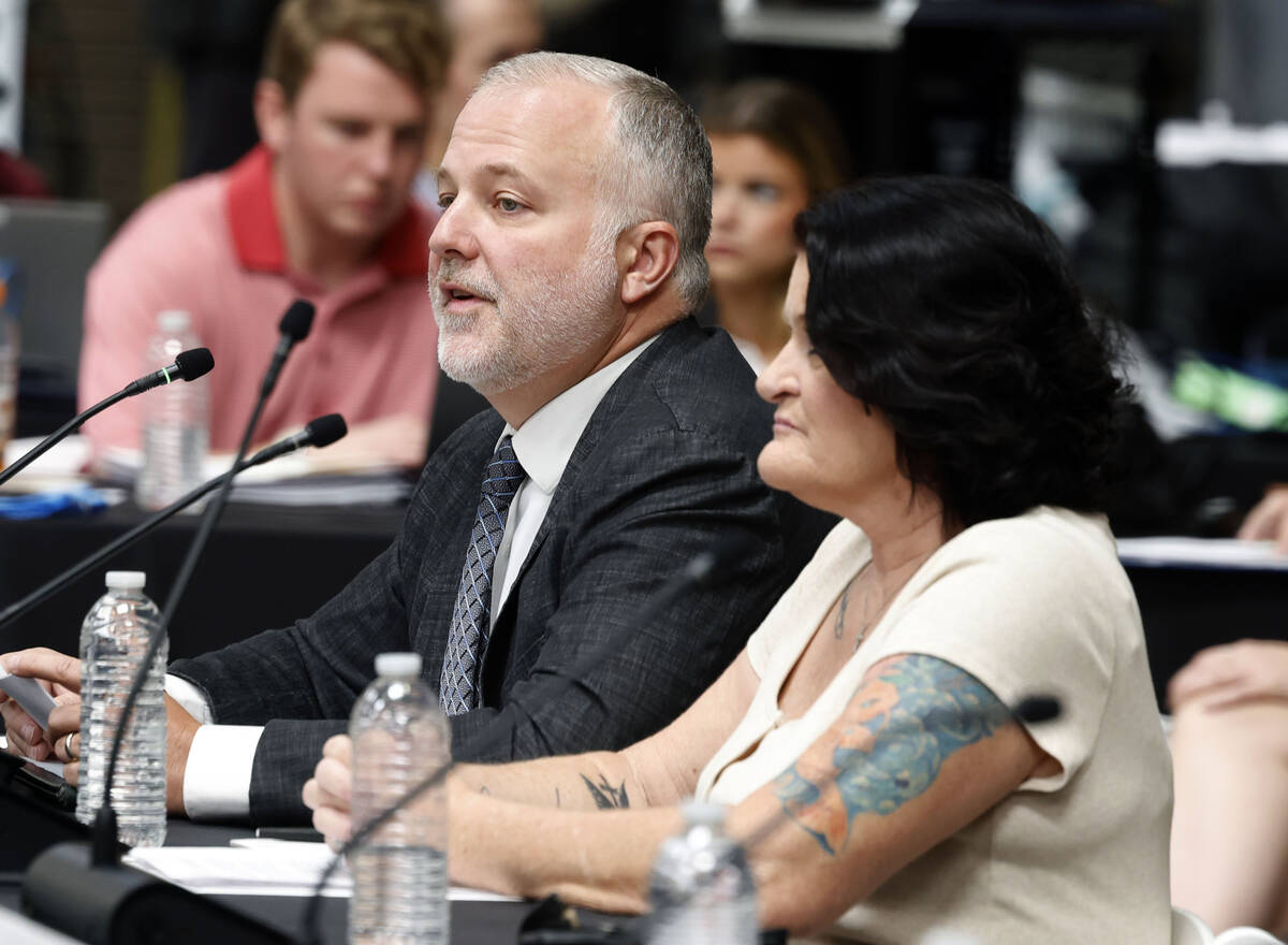 Patrick Wrona, left, a server at RPM Italian, testifies supporting President Donald Trump's Big ...