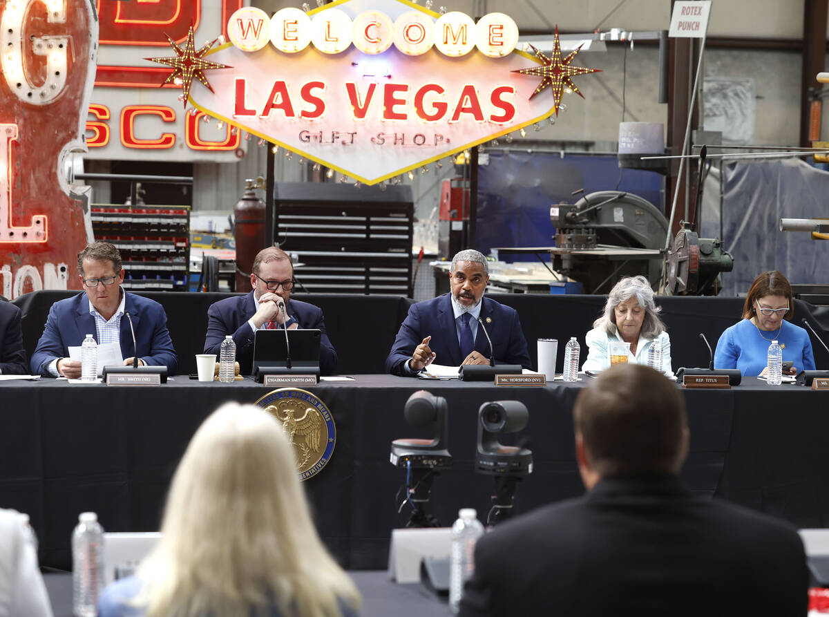 Rep. Adrian Smith, R-Neb., left, Ways and Means Committee Chairman Jason Smith, second left, R- ...