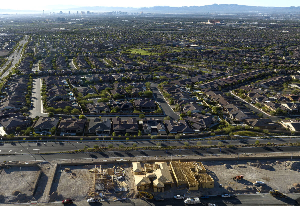 An aerial photo shows home construction is underway just west of the Far Hills Avenue and Sky V ...