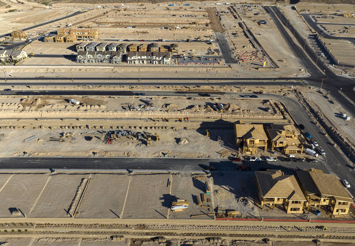An aerial photo shows home construction is underway just west of the Far Hills Avenue and Sky V ...