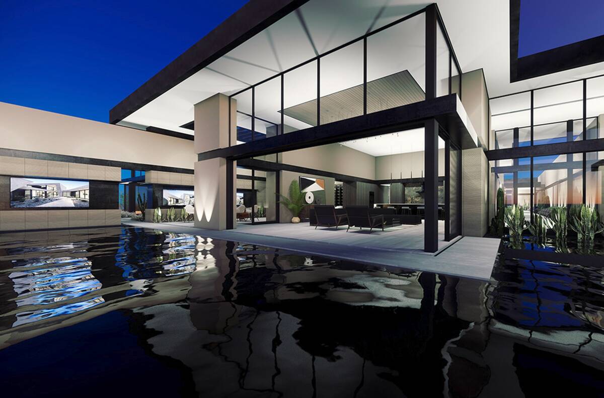This artist's rendering shows a Blue Heron home under construction in MacDonald Highlands. Form ...
