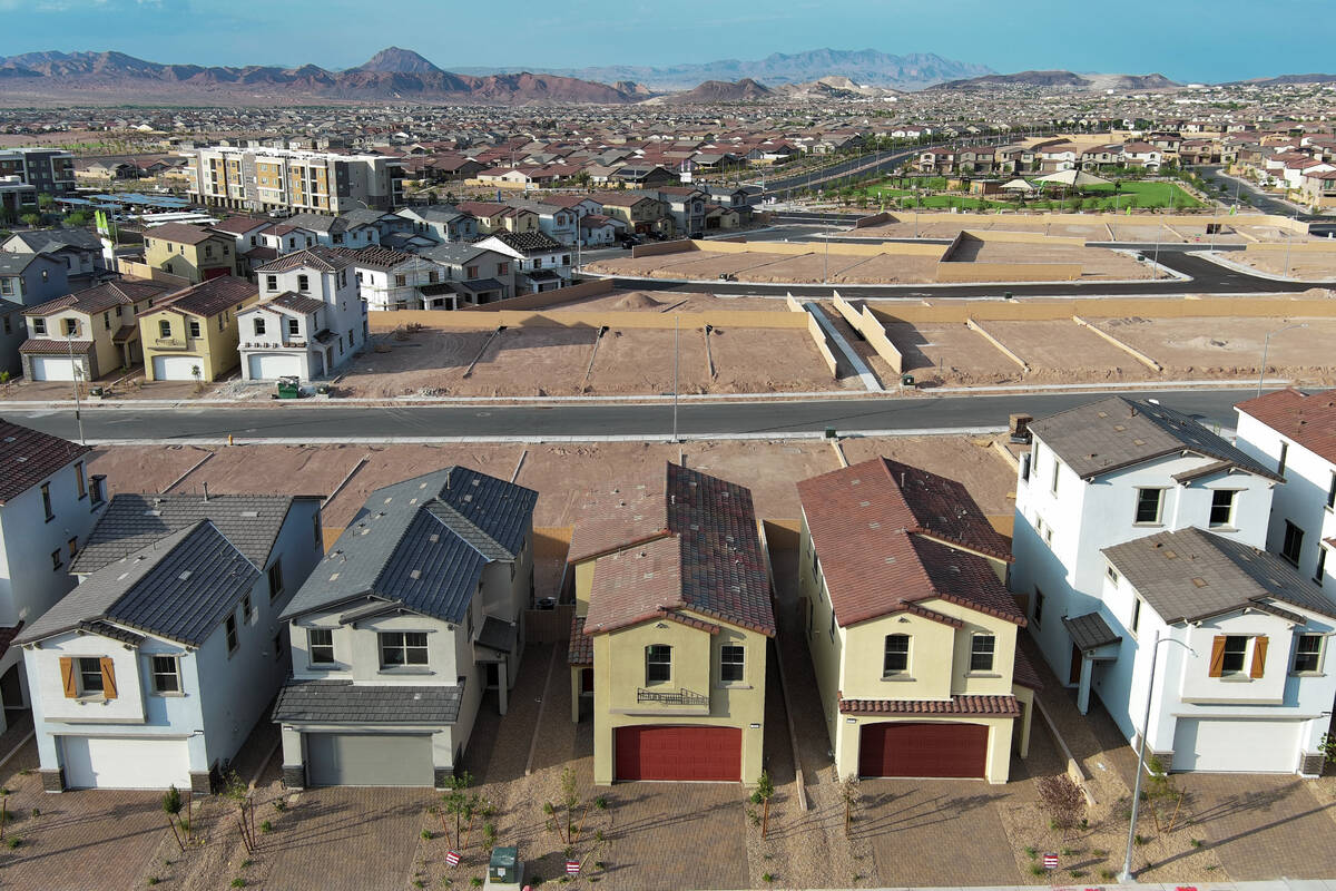 Housing construction in the Cadence master-planned community in Henderson is seen Thursday, Jul ...