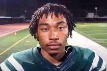 This is a screen grab of Granada Hills football player Shane Tamura being nterviewed after a ga ...