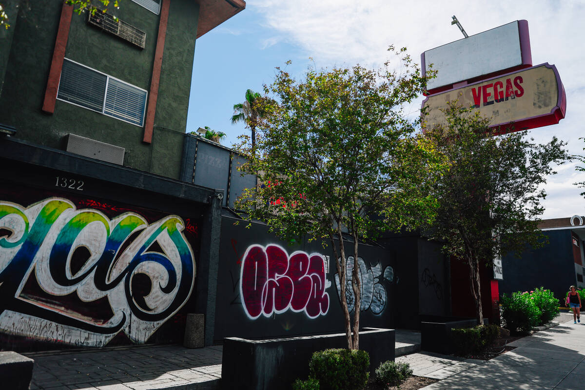 A hostel that was previously owned by Tony Hsieh is seen Friday, July 25, 2025, in Las Vegas. ( ...
