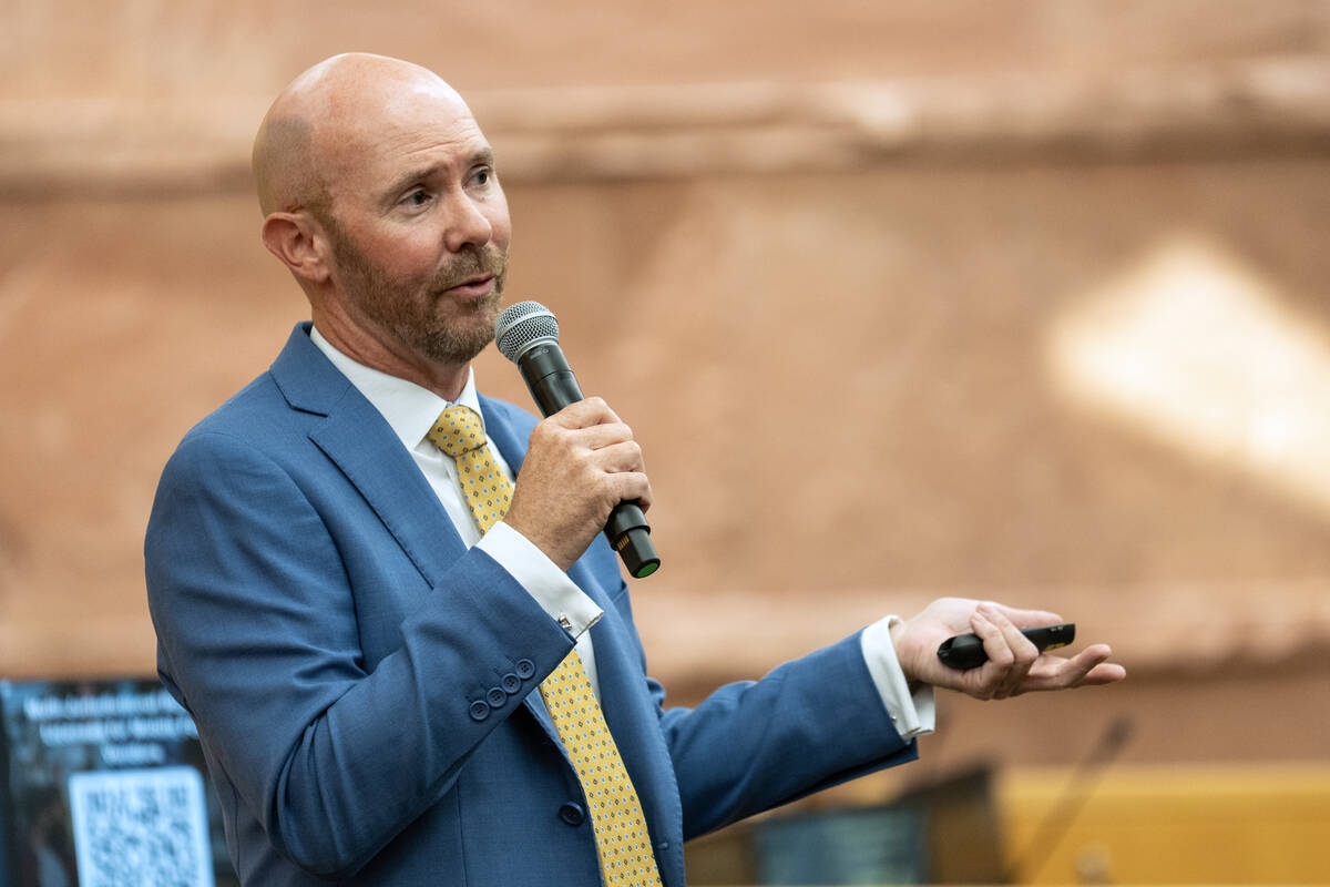 Paul Beaton, business license supervisor for the City of Henderson, speaks during a public meet ...