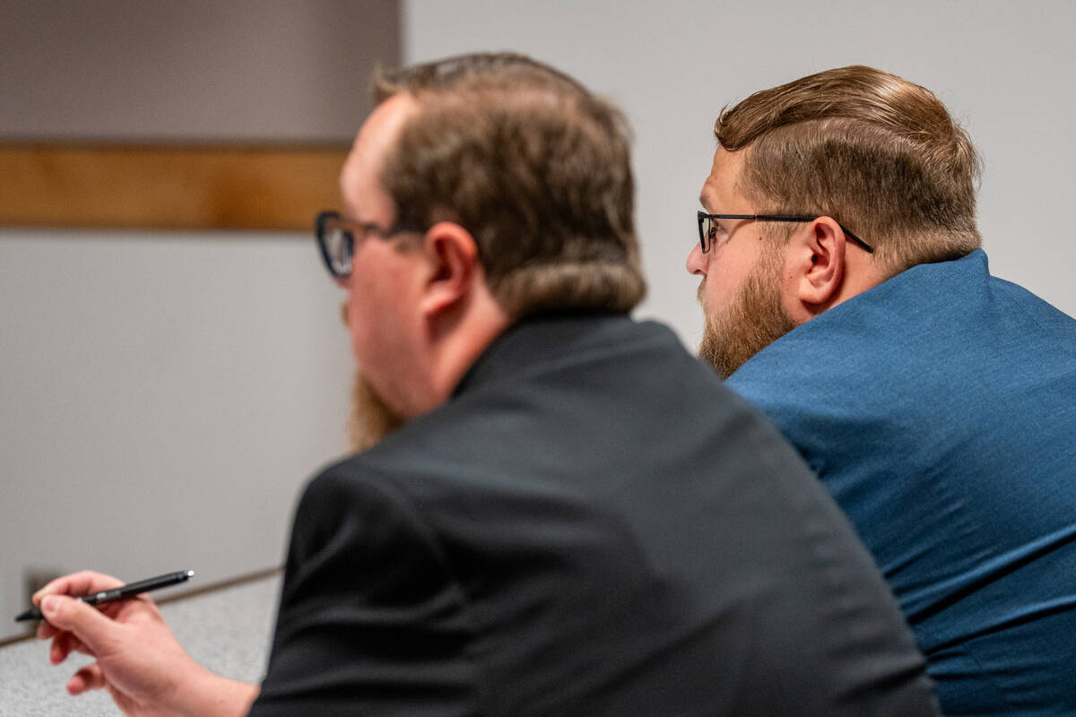 Attorney Timothy Treffinger speaks to Judge Vincent Ochoa on behalf of his client, Logan Giffor ...