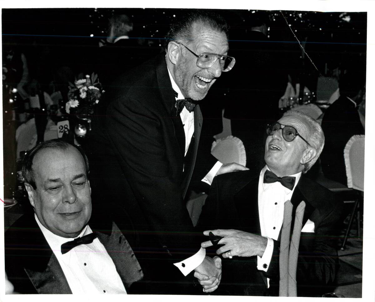 Tony Civella with Oscar Goodman at the Oscar's party at the Desert Inn Country Club. Carl "Cork ...