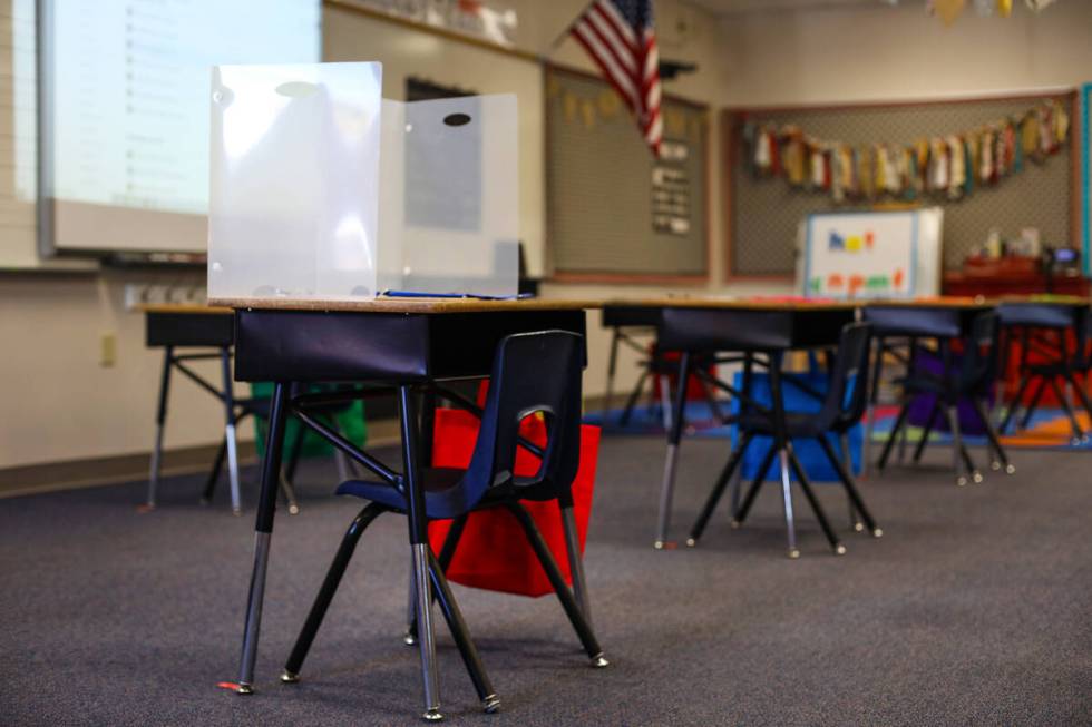 In this Review-Journal file photo, a small screen sits on a student's desk at an event to showc ...