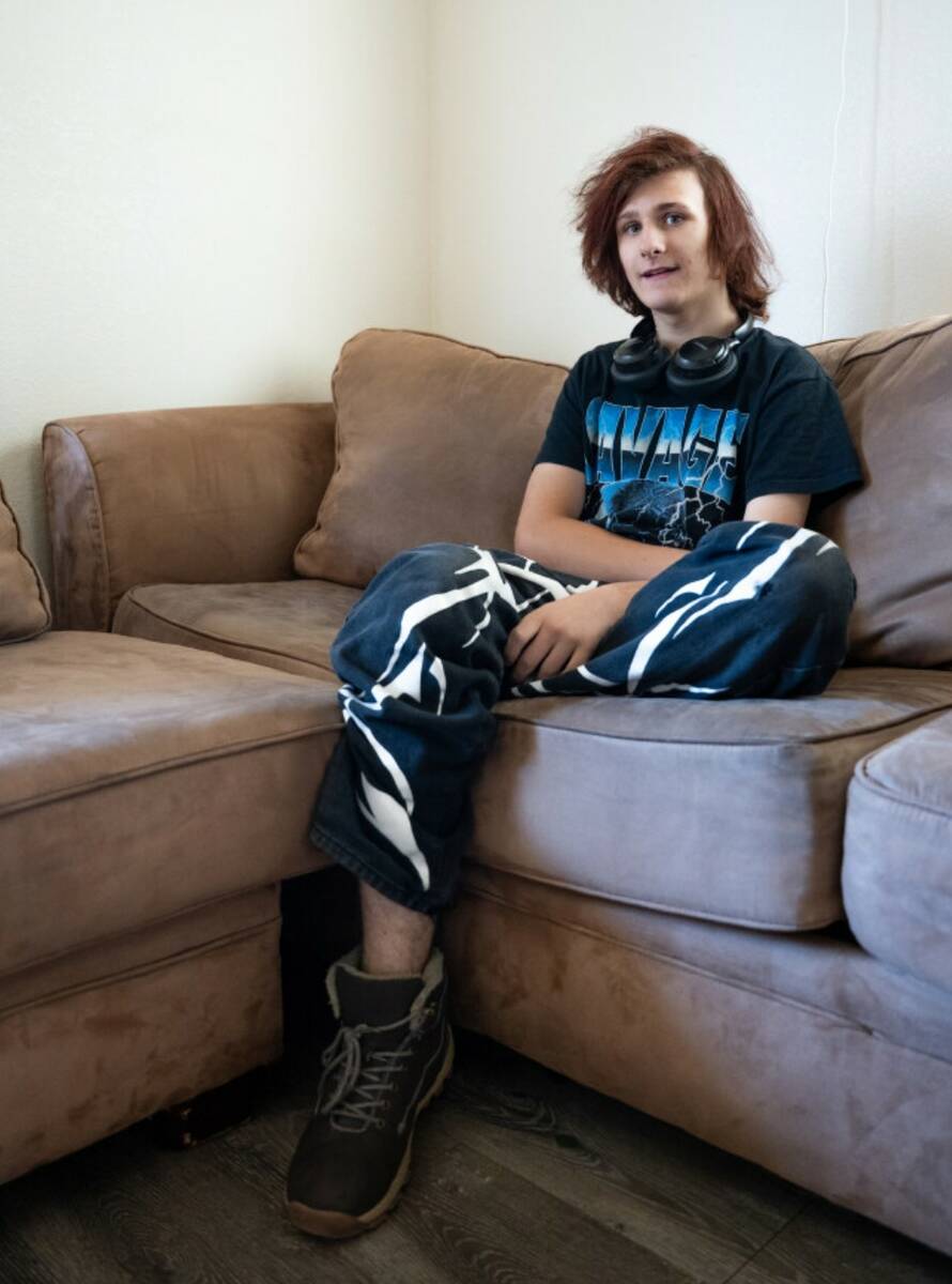 Gold Mahan, 16, sits for a portrait in Las Vegas Aug. 7, 2025. (Kara Gildea/Las Vegas Review-Jo ...