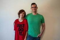 Gold Mahan, 16, stands for a portrait with his soon-to-be adoptive father, Matthew Lehman in La ...