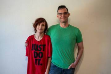 Gold Mahan, 16, stands for a portrait with his soon-to-be adoptive father, Matthew Lehman in La ...