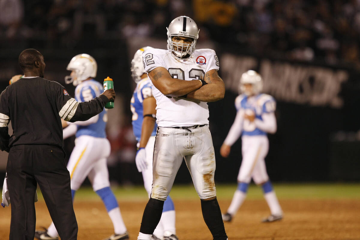 Oakland Raiders defensive end Richard Seymour during the NFL football game between the Oakland ...