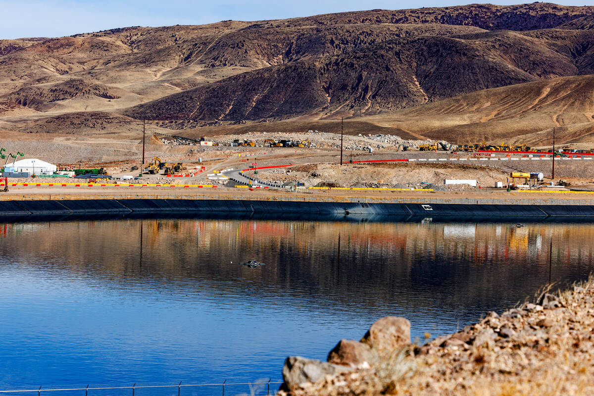 A reservoir within the Tahoe-Reno Industrial Center, 2025. (Emily Najera for MIT Technology Review)