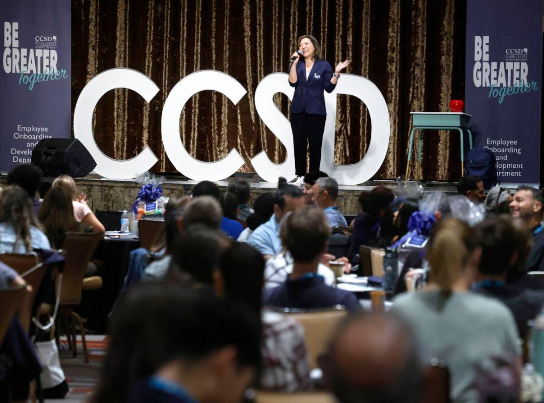 Jennifer Varrato, CCSD director of employee onboarding & development, speaks during the CCS ...