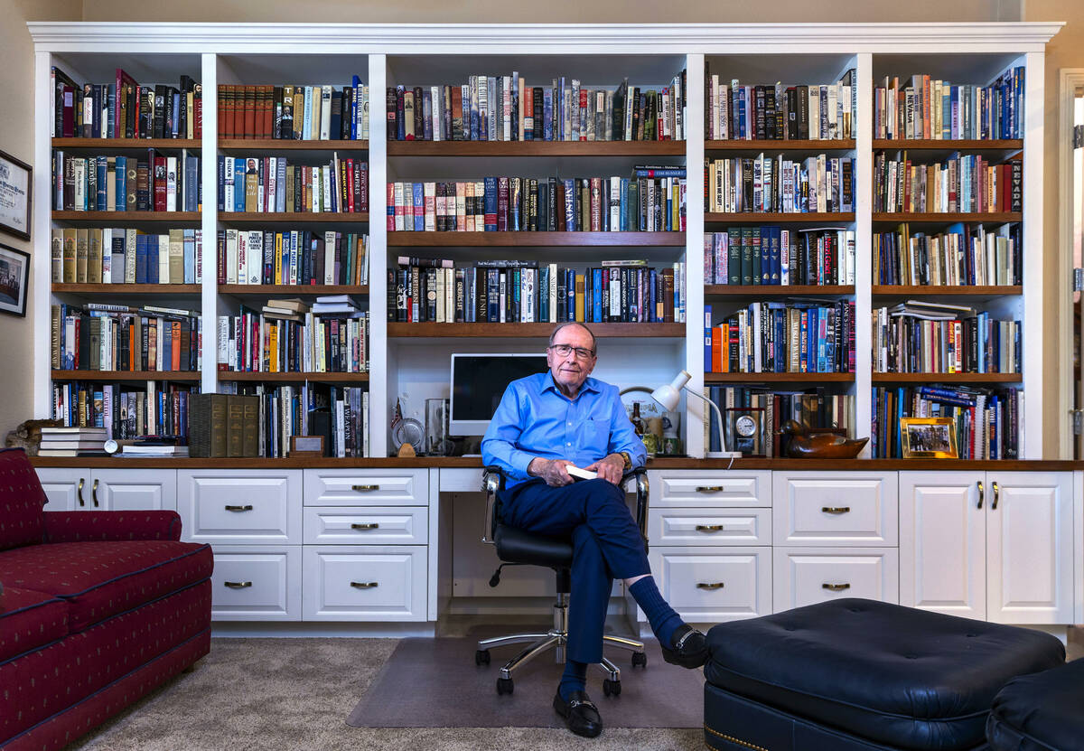 Former Nevada Governor and U.S. Senator Richard Bryan in his home office is an avid reader and ...