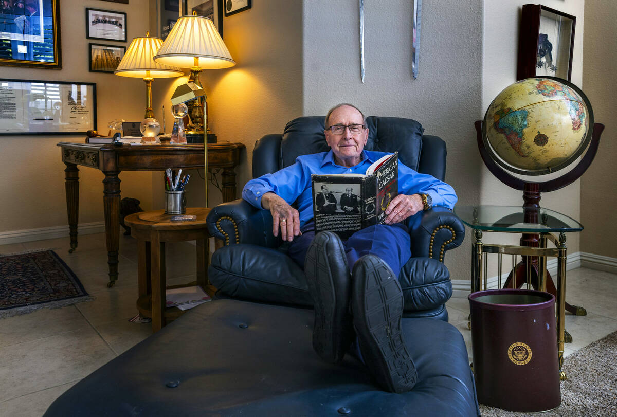 Former Nevada Governor and U.S. Senator Richard Bryan in his home office is an avid reader and ...