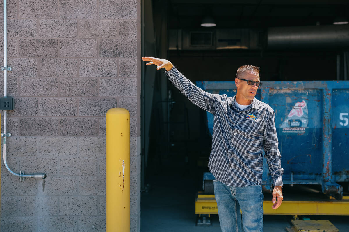 Alan Wolfley, the North Las Vegas Water Reclamation Facility Operations Supervisor, explains th ...