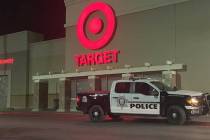 Police are seen outside of Target in the 4100 block of Blue Diamond Road in Las Vegas on Friday ...