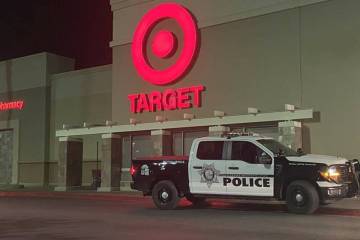 Police are seen outside of Target in the 4100 block of Blue Diamond Road in Las Vegas on Friday ...