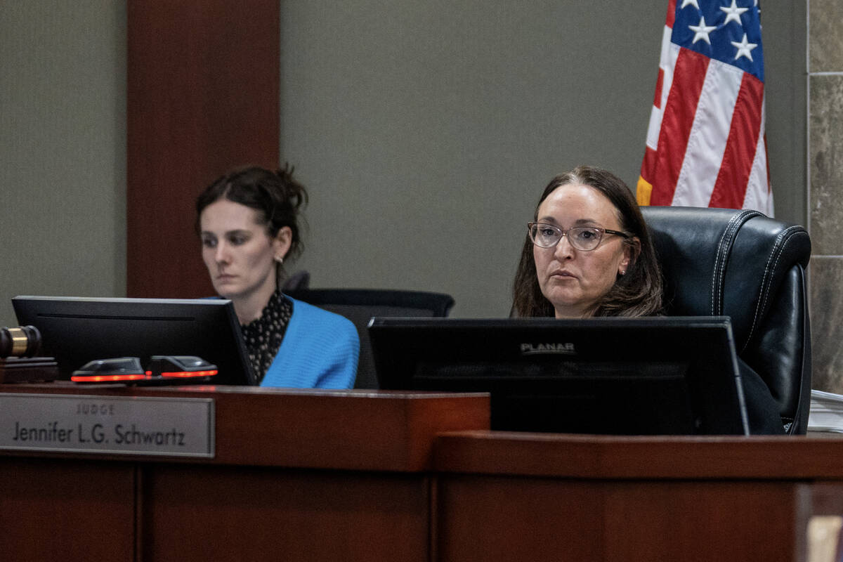 Judge Jennifer Schwartz presides over the sentencing hearing for Christian Lentz in Las Vegas o ...