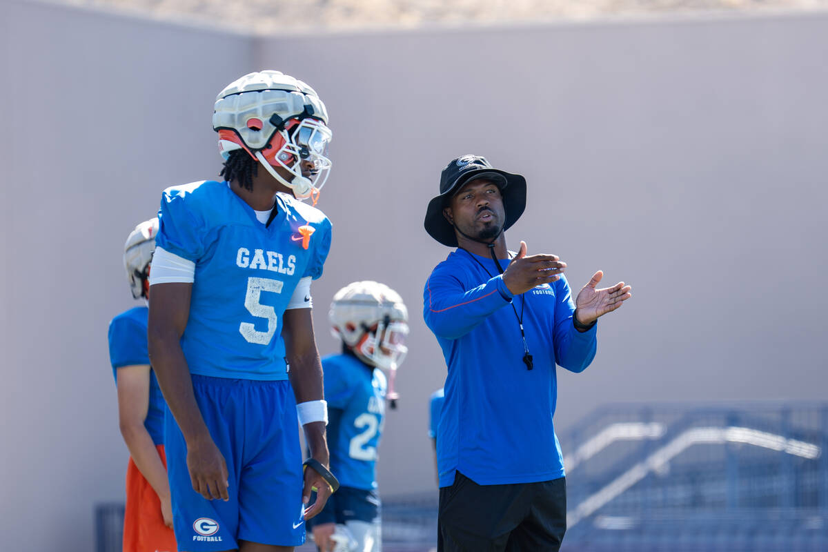 Jett Washington (5), a rising senior at Bishop Gorman and the varsity football team’s safety, ...