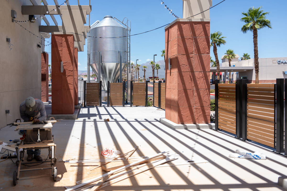 Patio construction continues at Nevada Brew Works’ second location in Boca Park in Las V ...