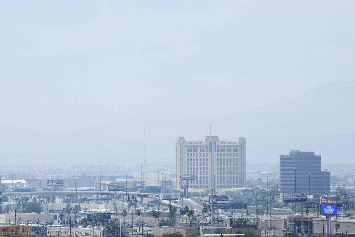 Smoke from wildfires in California obscures the skies in Las Vegas Monday, August 4, 2025. (Sam ...
