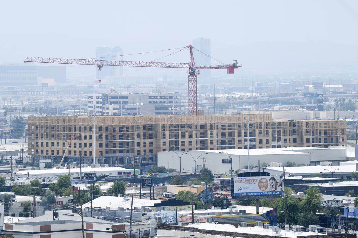 A new development takes shape at Imperial Avenue and Commerce Street in downtown Las Vegas Mond ...