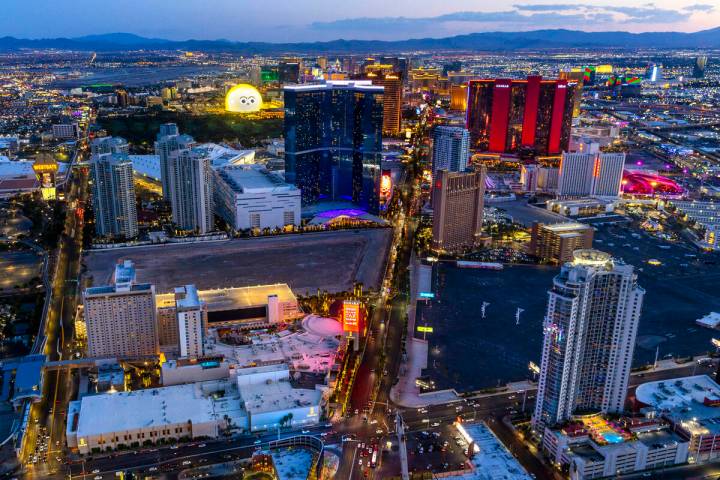The Las Vegas Strip is seen from the observation deck atop the Strat hotel-casino on Wednesday, ...